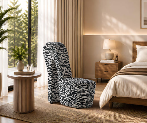 Tristam 40" Modern Glam High Heel Lounge Chair in Zebra - Living Room Accent Seating