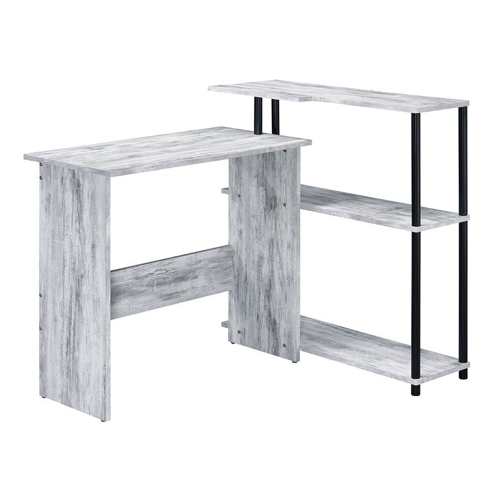 Ievi L-Shaped Writing Desk with Side Bookshelf