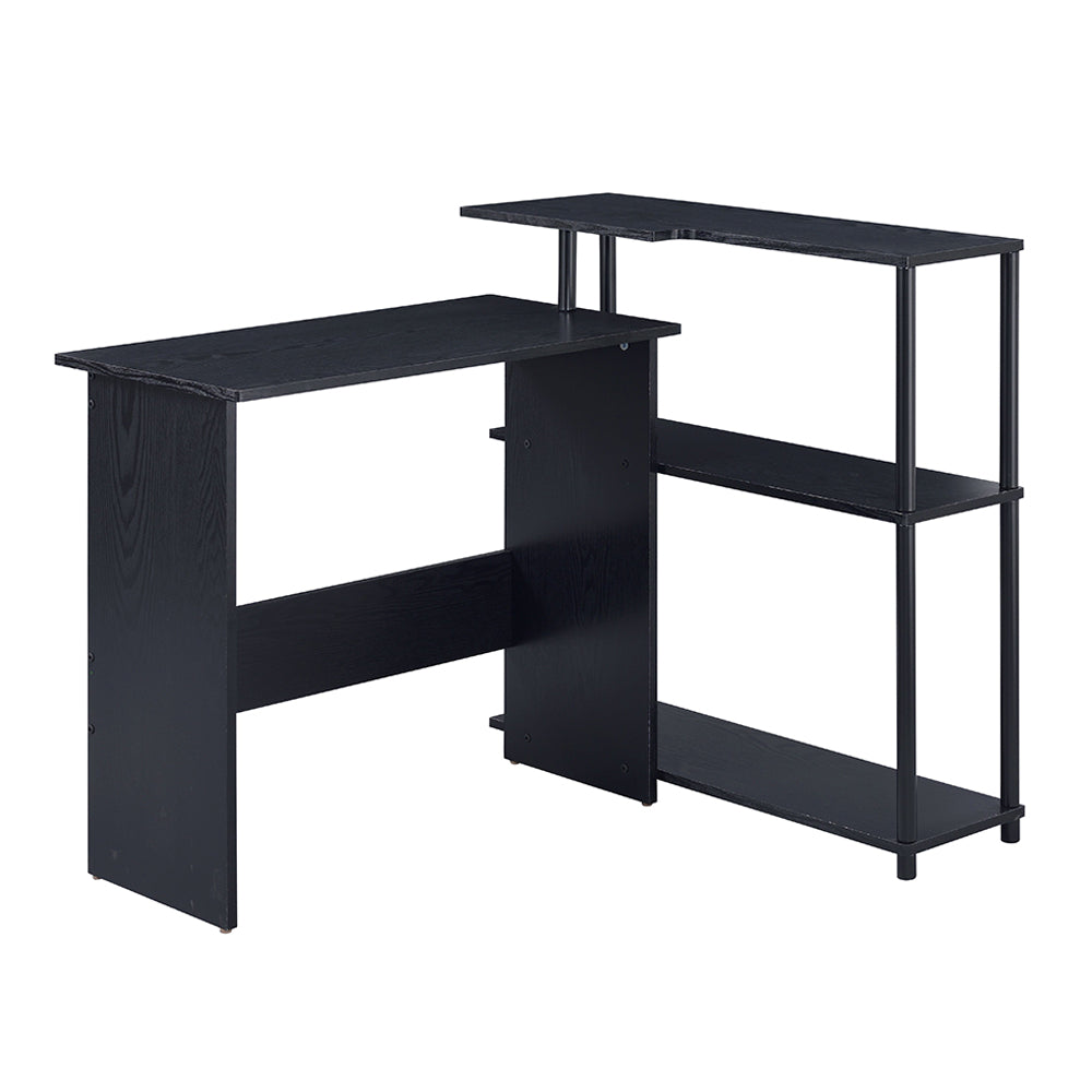 Ievi L-Shaped Writing Desk with Side Bookshelf