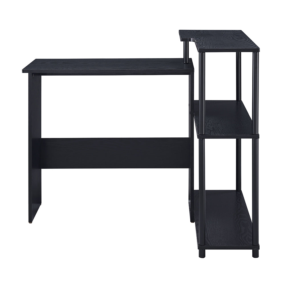 Ievi L-Shaped Writing Desk with Side Bookshelf