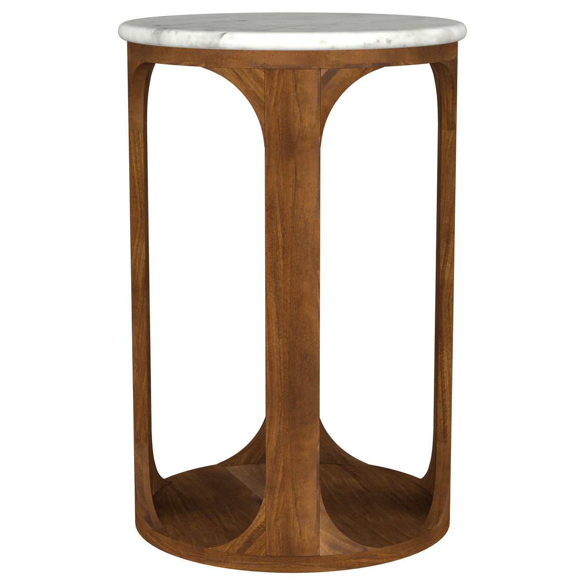 Berkeley 16" Round Marble Top Side Table - White Marble on Dark Mango Wood Base โ view 3
