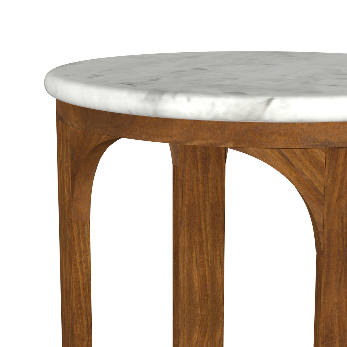 Berkeley 16" Round Marble Top Side Table - White Marble on Dark Mango Wood Base โ view 7