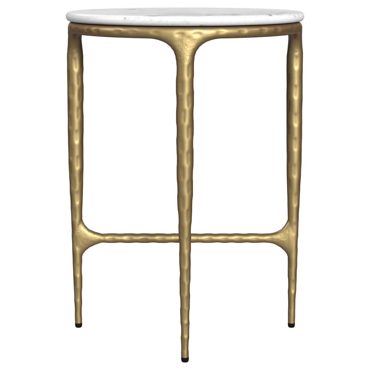 Baldwin Round Marble Top Side Table - Hand-Hammered Gold Base with Genuine White Marble – view 5