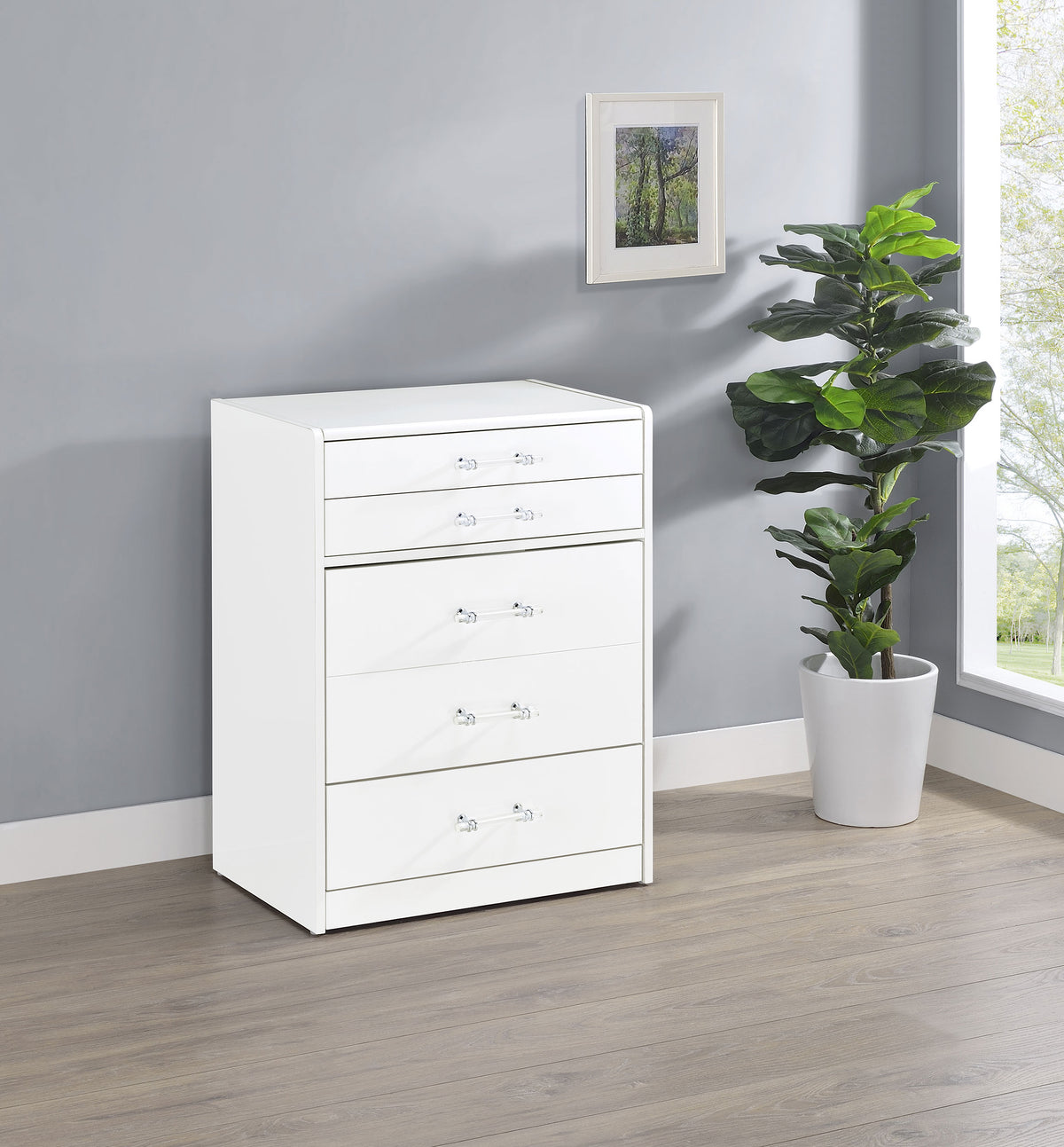 Danbury Makeup Vanity & Stool Set - LED Flip-Top Mirror, USB Ports & Glass Top in White High Gloss – view 1