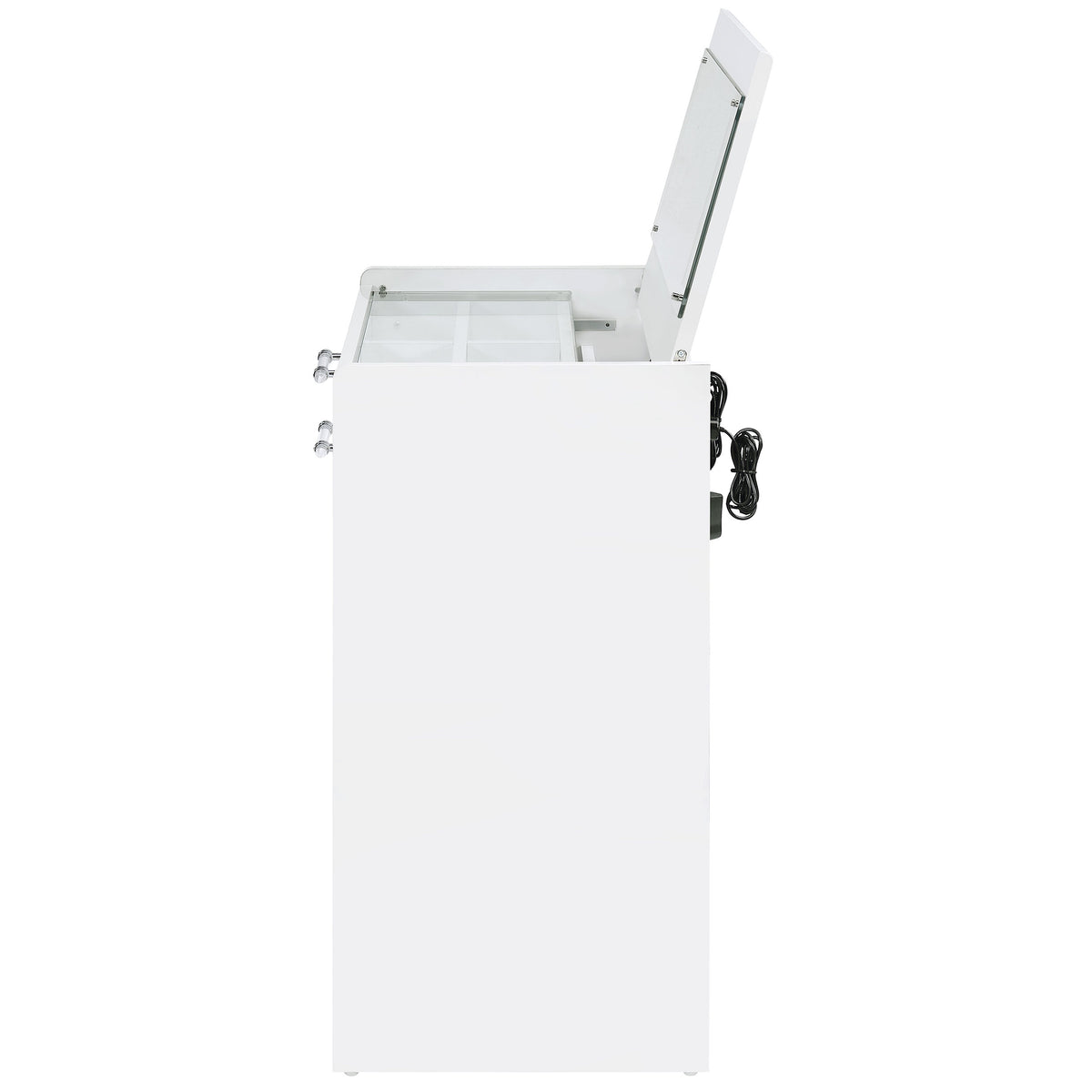 Danbury Makeup Vanity & Stool Set - LED Flip-Top Mirror, USB Ports & Glass Top in White High Gloss – view 10