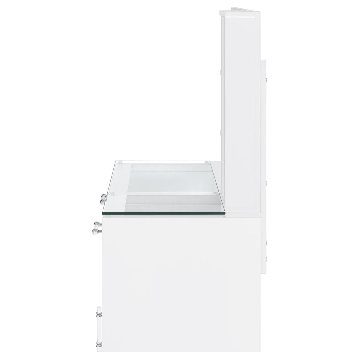 Flora Vanity Set with Touch LED Mirror & Stool - 2 Drawers, Fluted Cabinet in White High Gloss – view 10