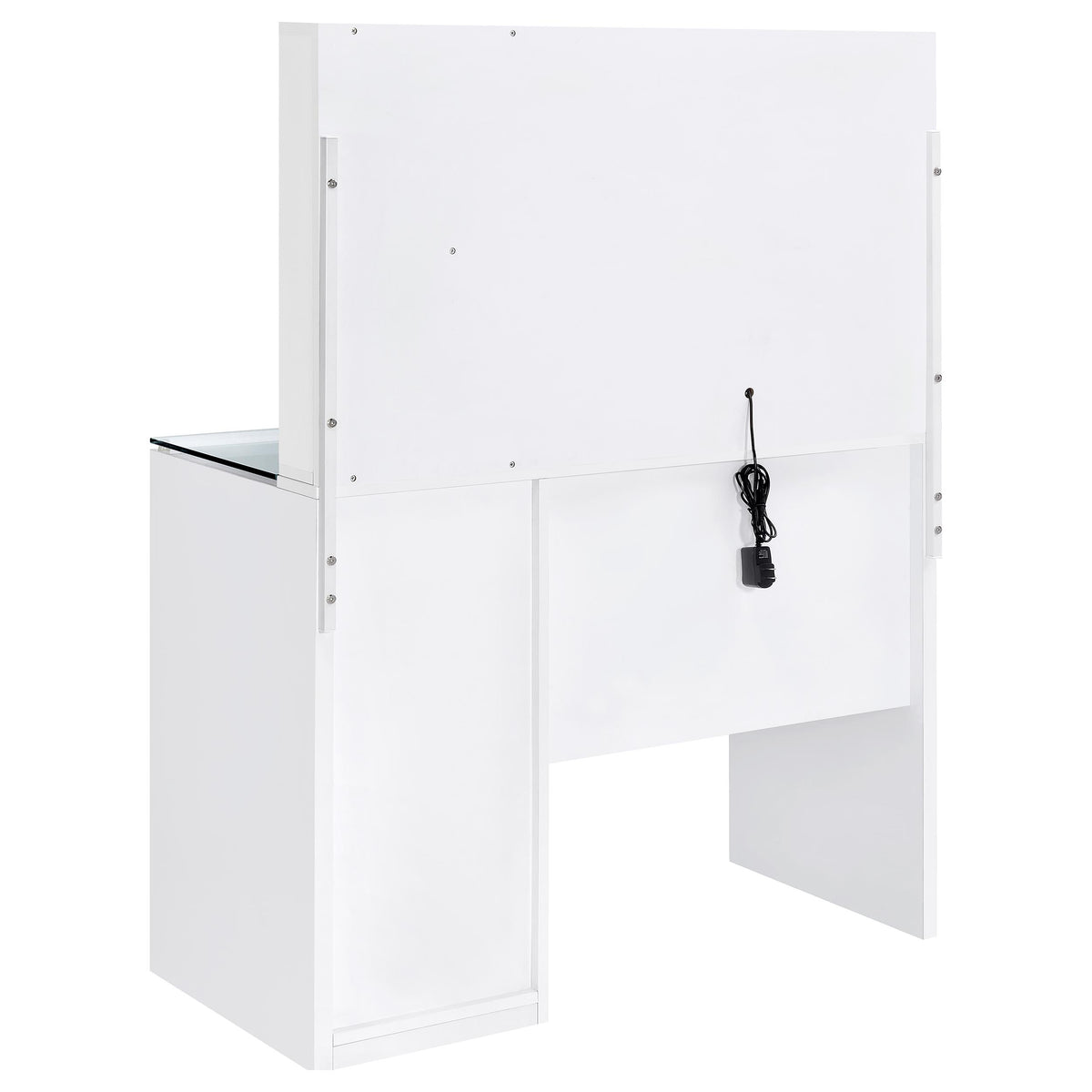 Flora Vanity Set with Touch LED Mirror & Stool - 2 Drawers, Fluted Cabinet in White High Gloss – view 11