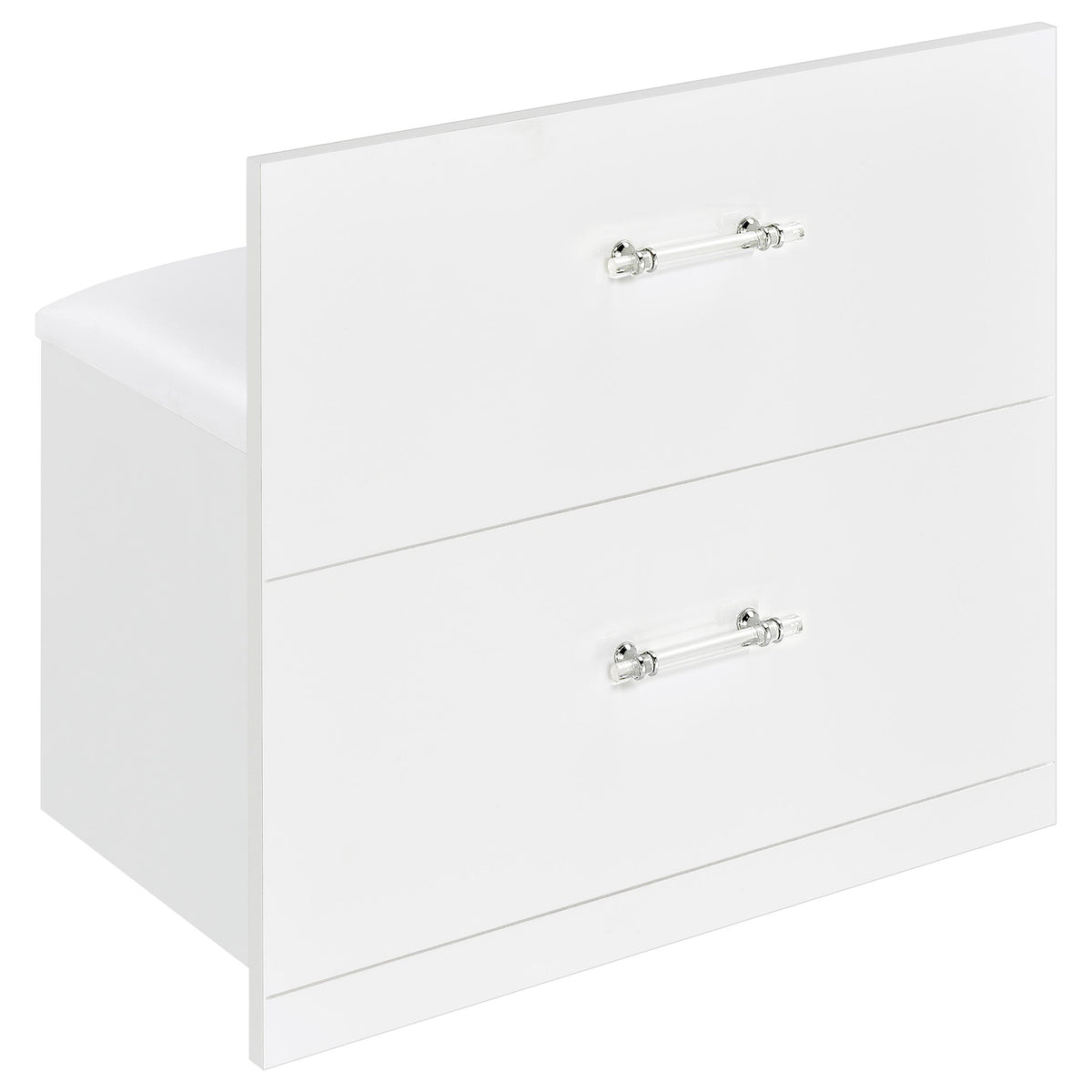 Flora Vanity Set with Touch LED Mirror & Stool - 2 Drawers, Fluted Cabinet in White High Gloss – view 16