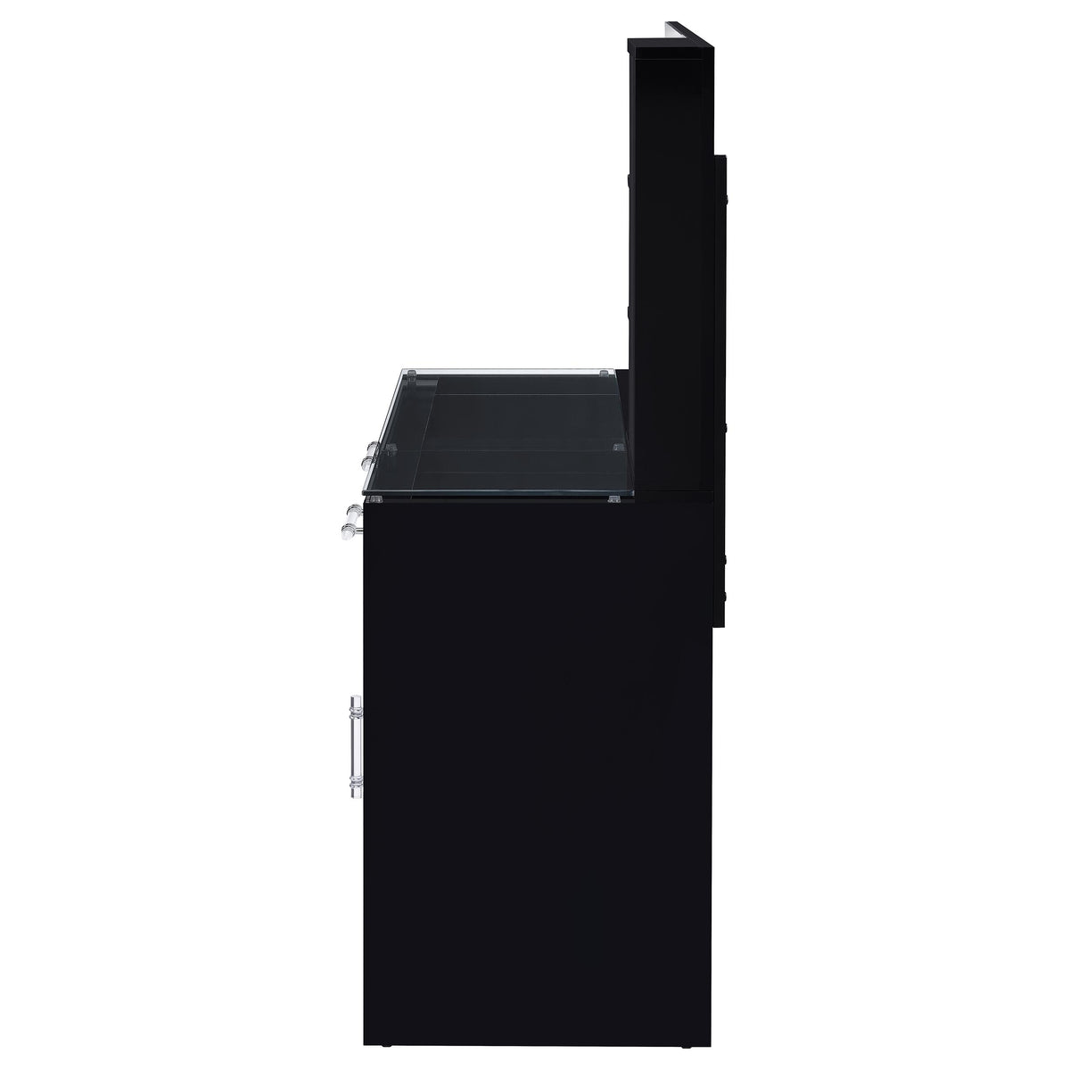 Flora Makeup Vanity Set with LED Mirror & Stool - 2 Drawers, Fluted Cabinet & Glass Top in Black High Gloss – view 10