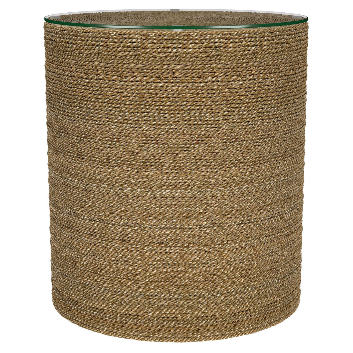 Halden Round Woven Seagrass Accent Side Table
