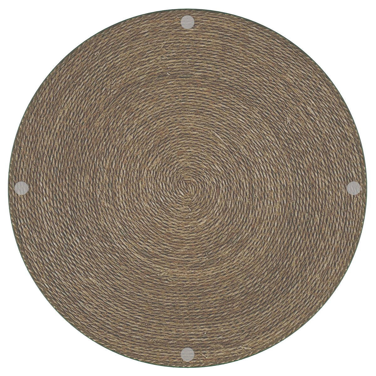 Halden Round Woven Seagrass Accent Side Table - Clear Glass Top in Light Brown, Coastal Style – view 4