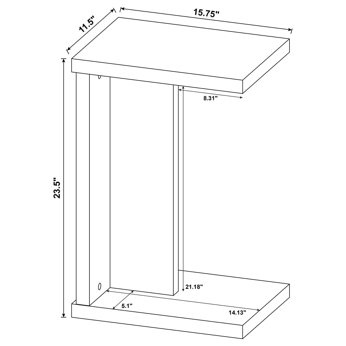 Clower C-Shaped Sofa Side Table - Compact Slide-Under Snack Table in Matte Black – view 10