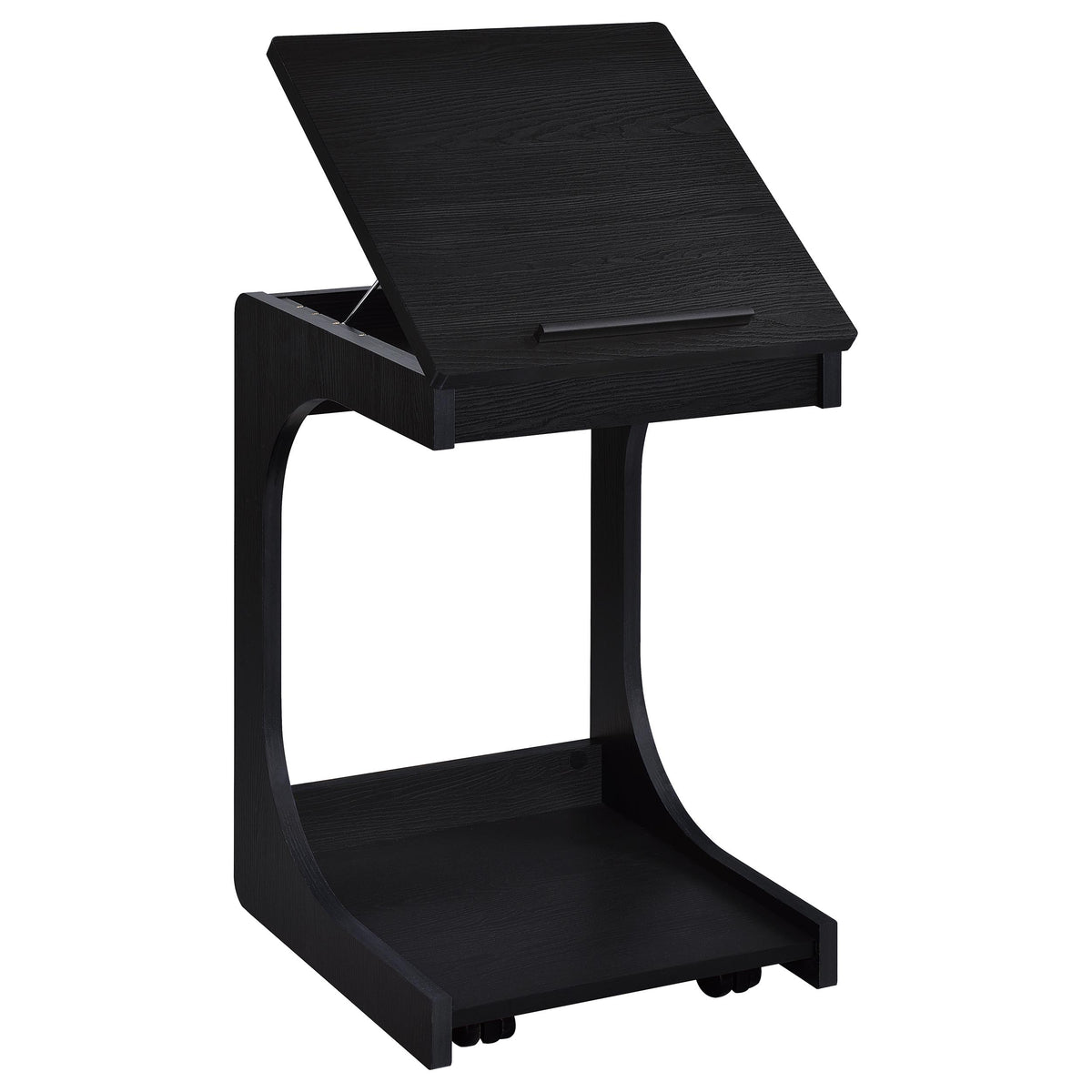 Ralston C-Shaped Lift-Top Sofa Side Table with Casters - Black with Storage Compartment – view 6