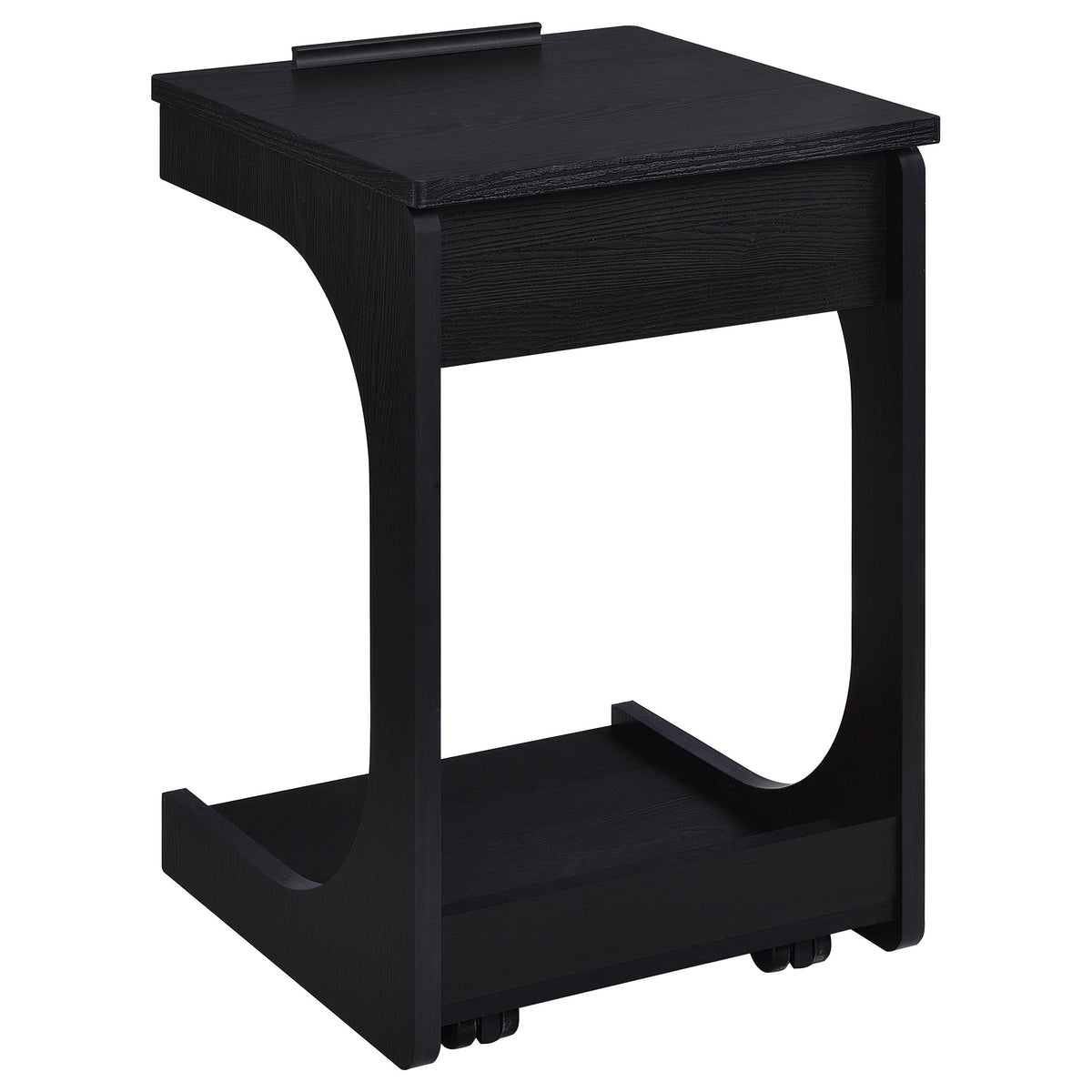 Ralston C-Shaped Lift-Top Sofa Side Table with Casters - Black with Storage Compartment – view 11