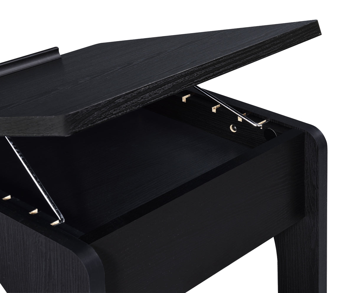 Ralston C-Shaped Lift-Top Sofa Side Table with Casters - Black with Storage Compartment – view 13