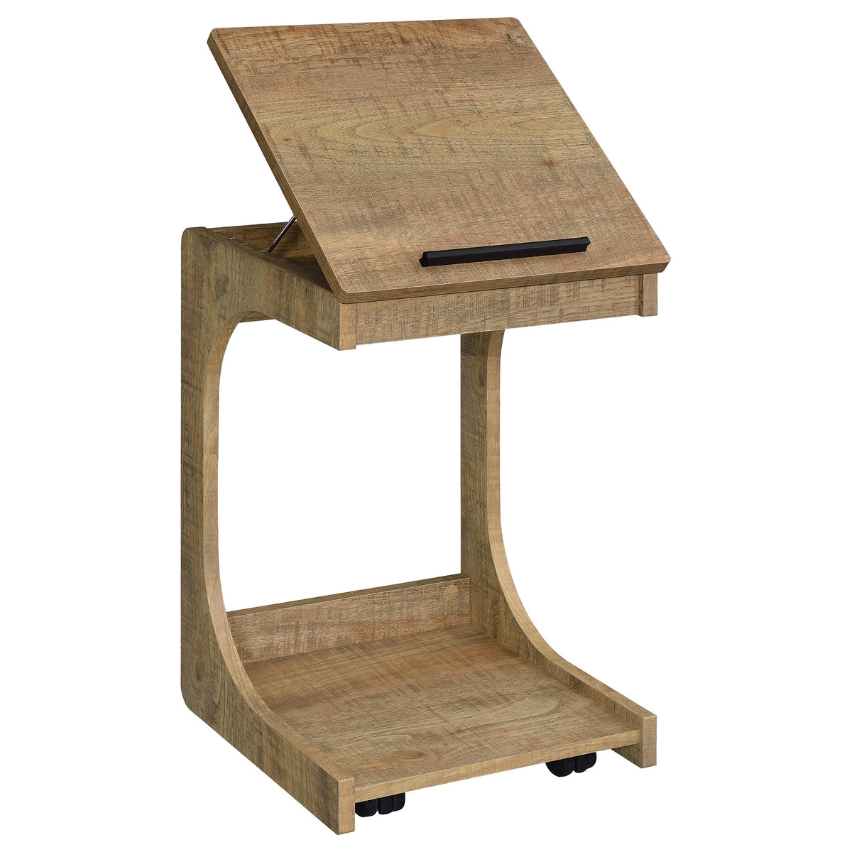 Ralston C-Shaped Lift-Top Sofa Side Table on Casters - Rustic Mango with Hidden Compartment – view 6