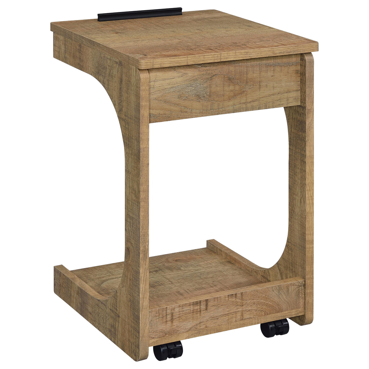 Ralston C-Shaped Lift-Top Sofa Side Table on Casters - Rustic Mango with Hidden Compartment – view 11
