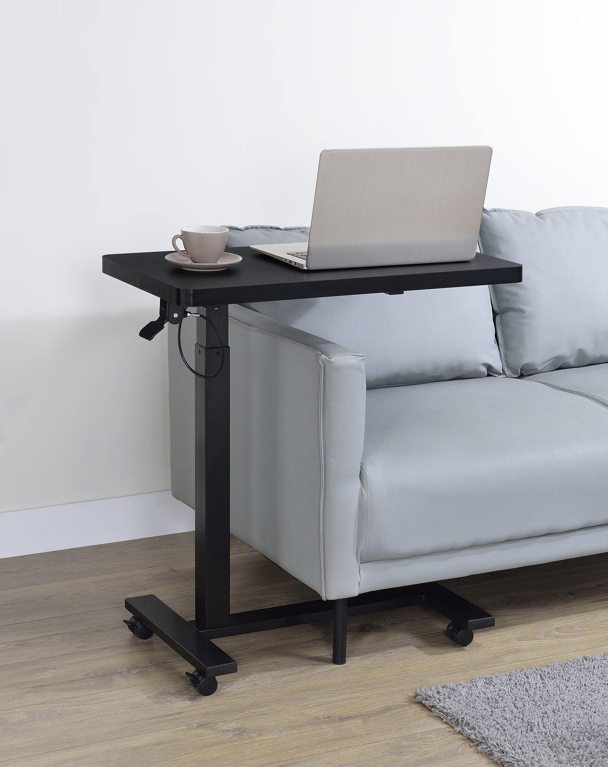Westpark Pneumatic Adjustable C-Shape Side Table with Casters - Black – view 1