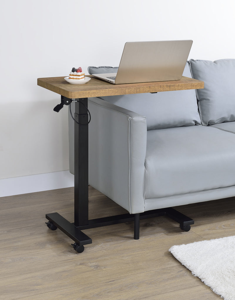 Westpark Pneumatic Adjustable C-Shape Side Table - Rolling Casters in Mango & Matte Black