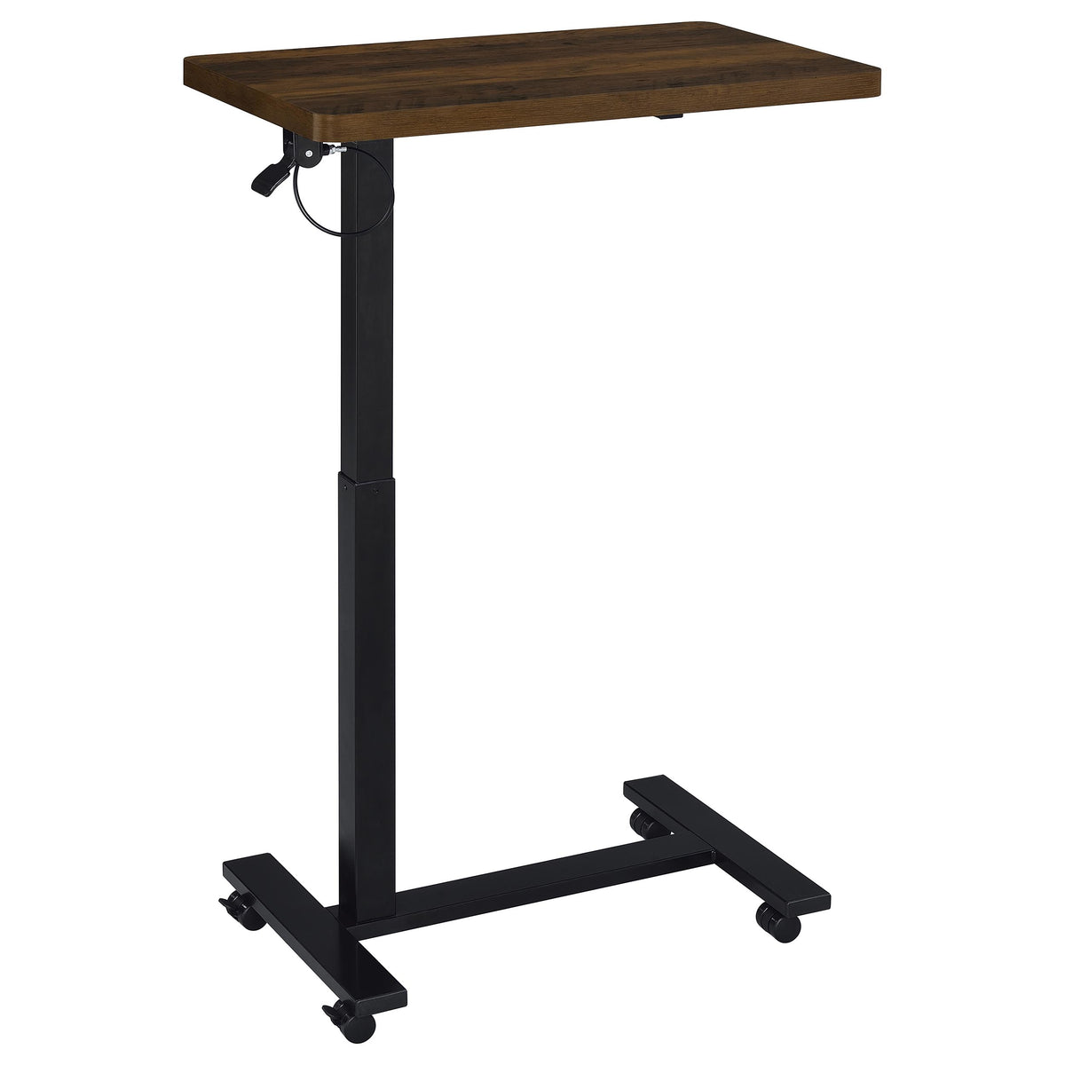 Westpark Adjustable Height C-Shape Side Table - Pneumatic Lift & Casters in Dark Pine – view 5