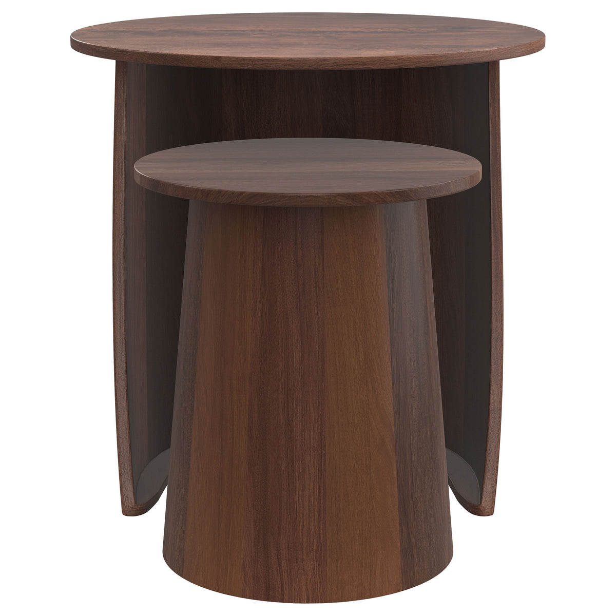 Yency 2-Piece Round Solid Mango Wood Nesting Tables - Mid-Century Dark Brown, Arrive Assembled – view 3