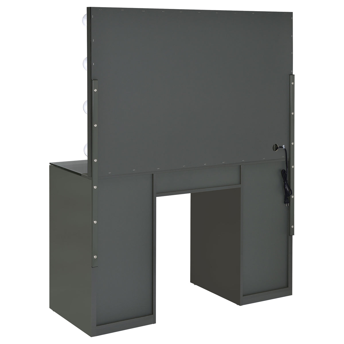 Acena 7-Drawer Vanity Set with Lighted Mirror - Hollywood Style in Grey High Gloss – view 7