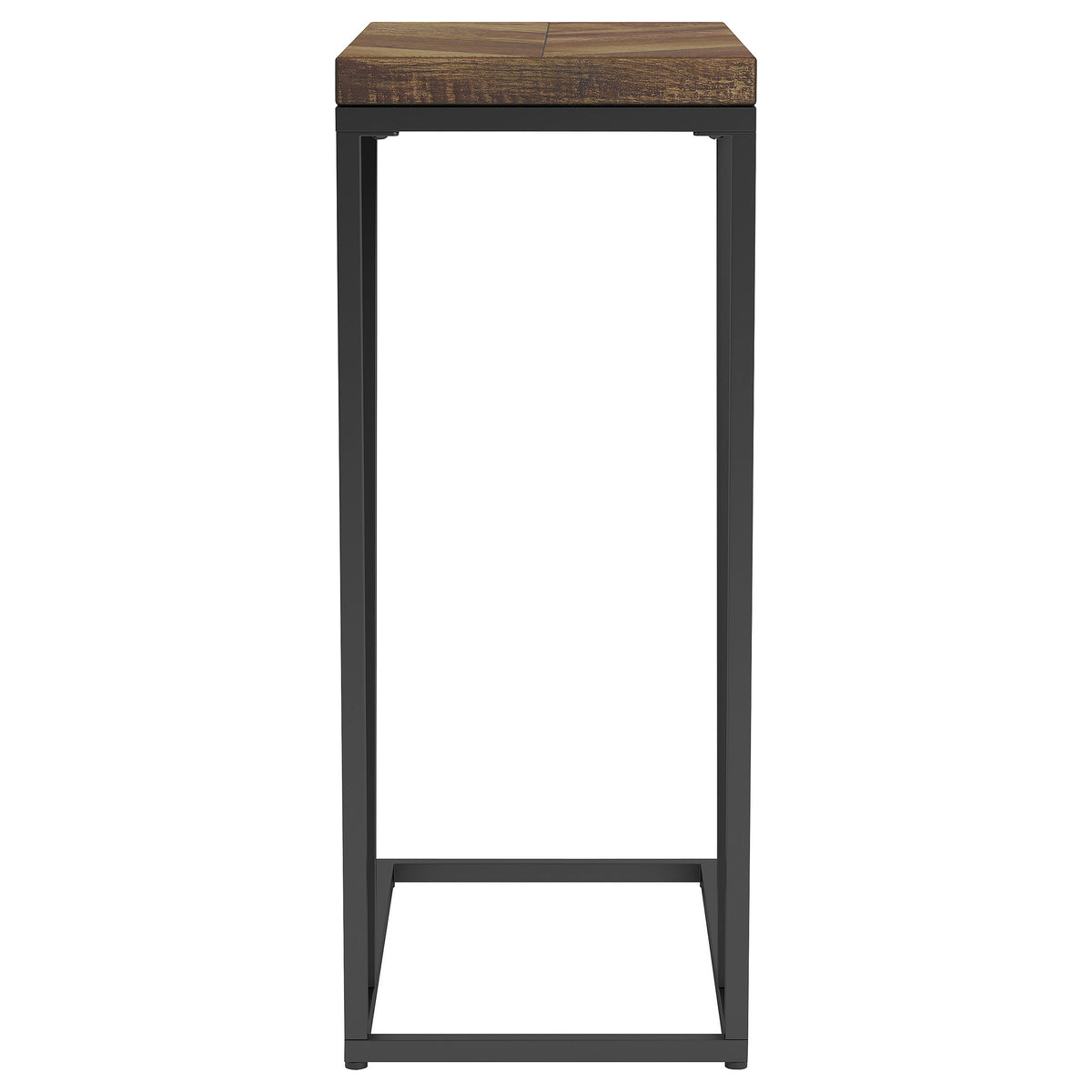 Sergio C-Shaped Side Table - Rustic Tobacco Top on Black Metal Base – view 3