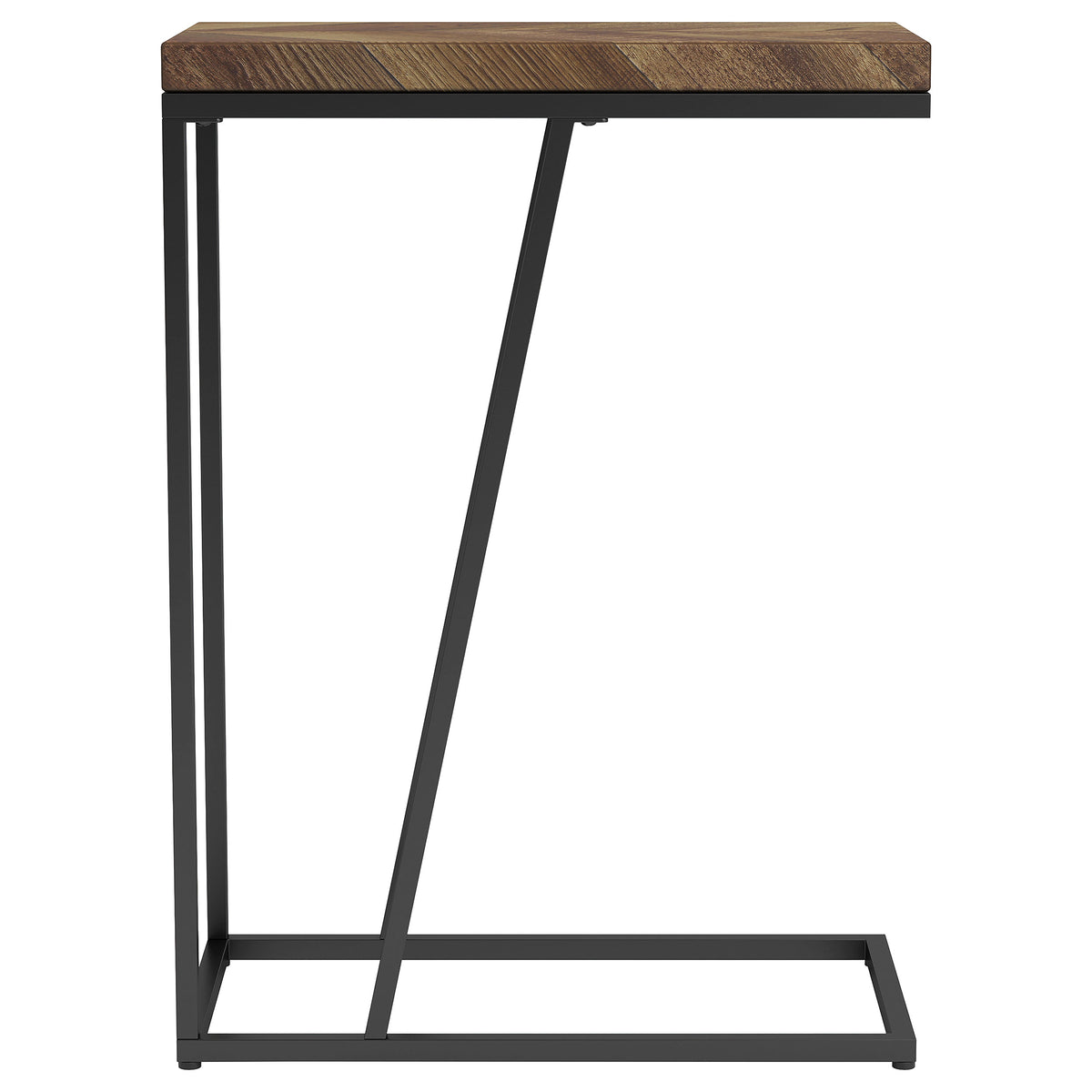 Sergio C-Shaped Side Table - Rustic Tobacco Top on Black Metal Base – view 5