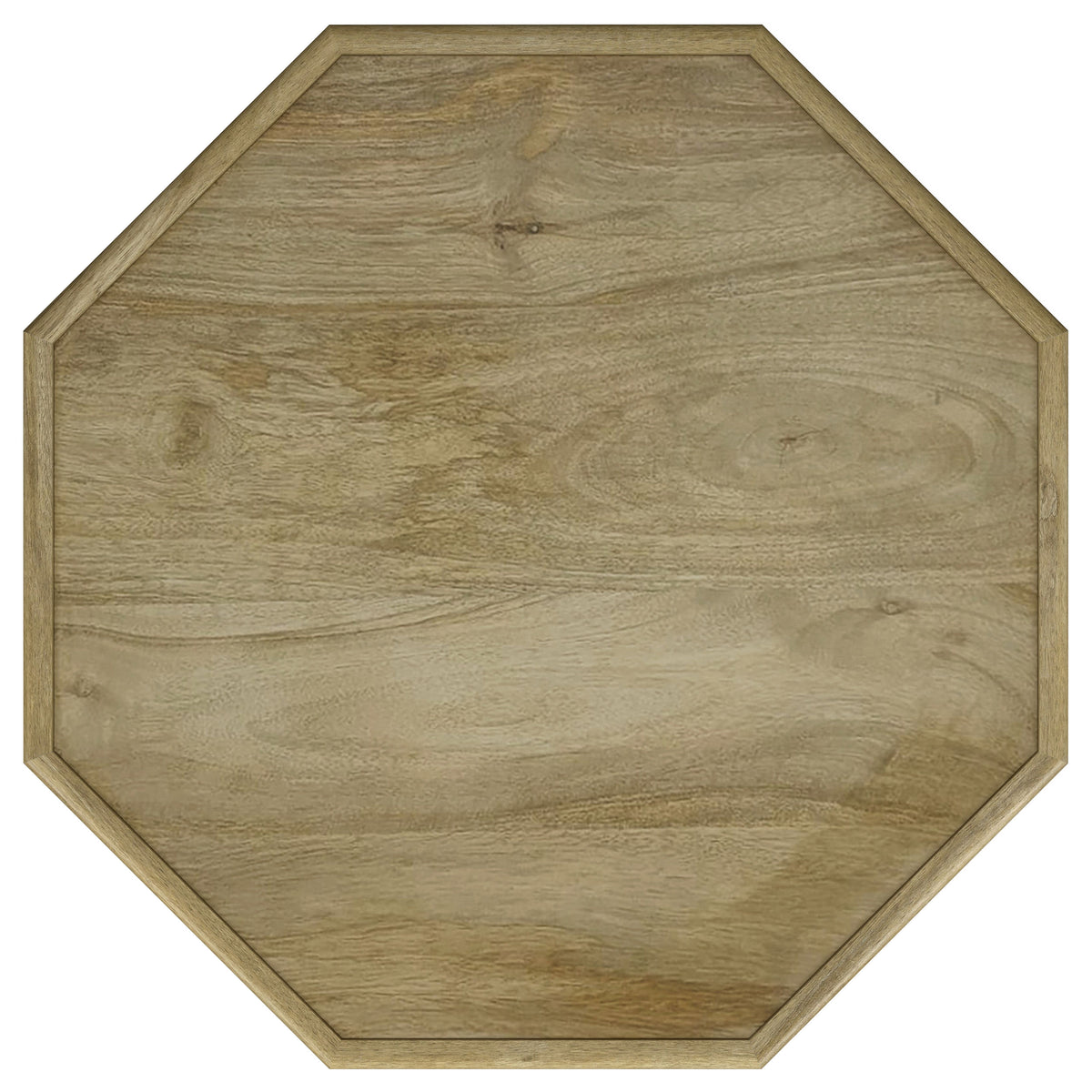 Torres Octagonal Carved Solid Mango Wood Side Table - Coastal Natural Drum, Arrives Assembled – view 4