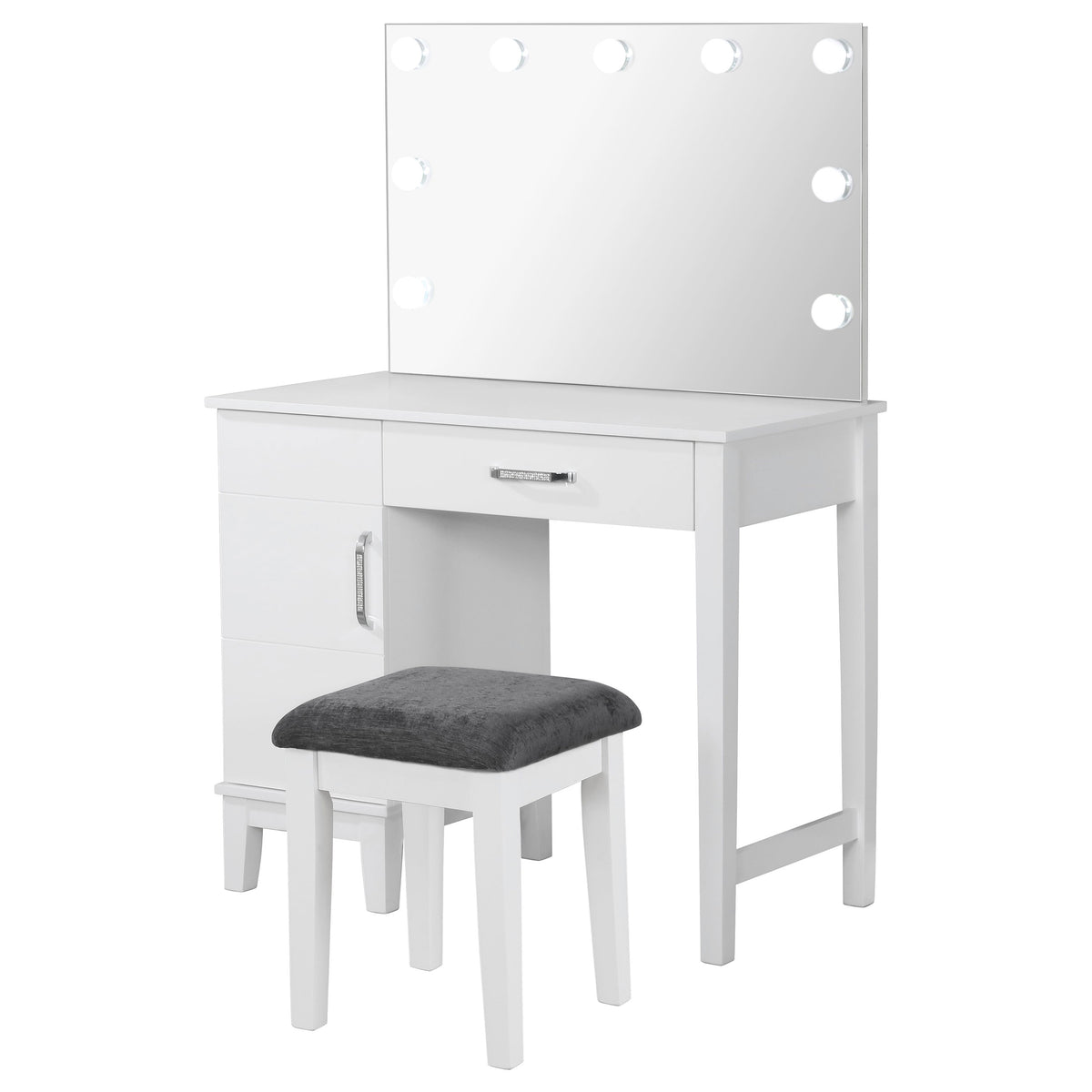 Elijah Vanity Set with Lighted Hollywood Mirror & Stool