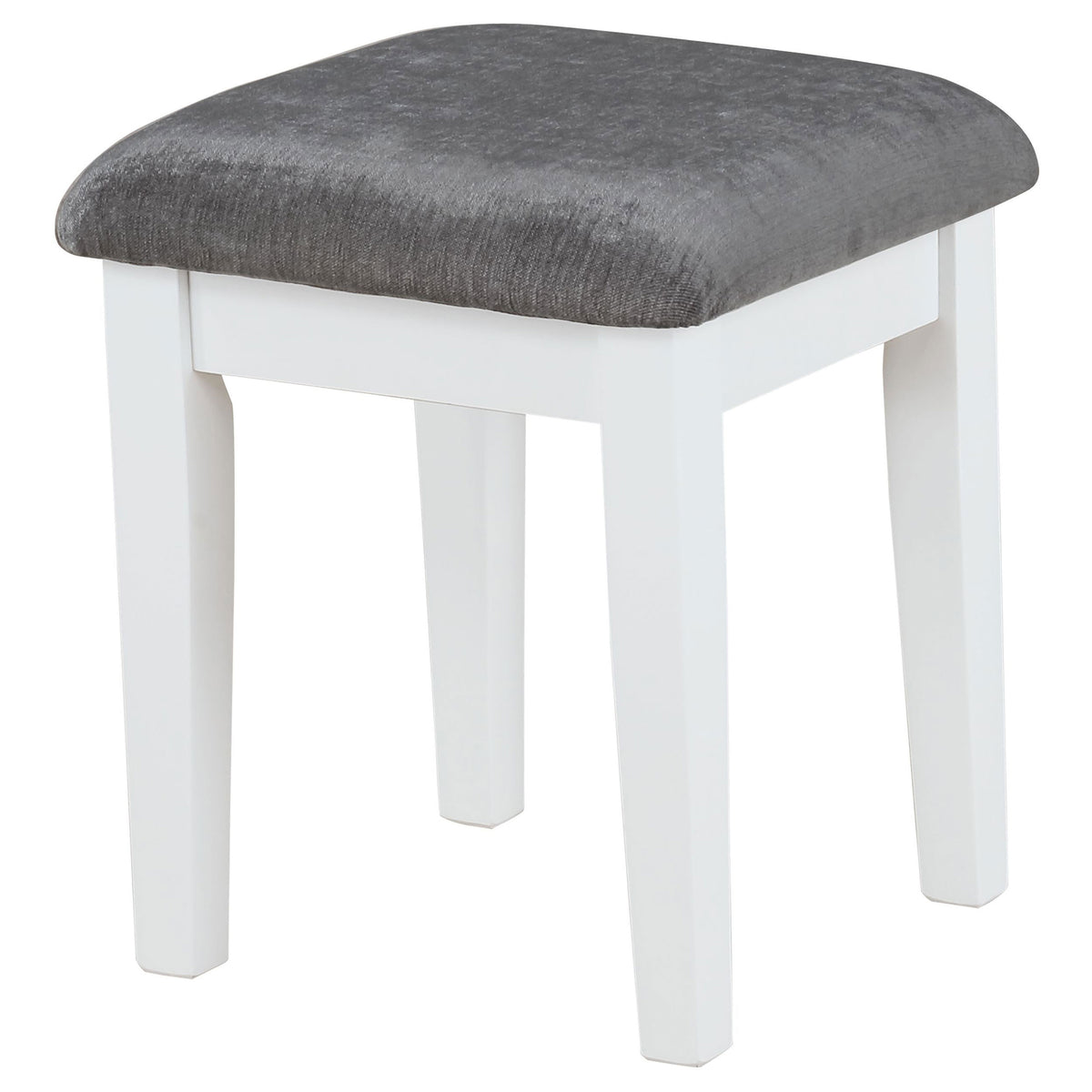 Elijah Vanity Set with Lighted Hollywood Mirror & Stool - White with Dark Grey Cushion – view 4