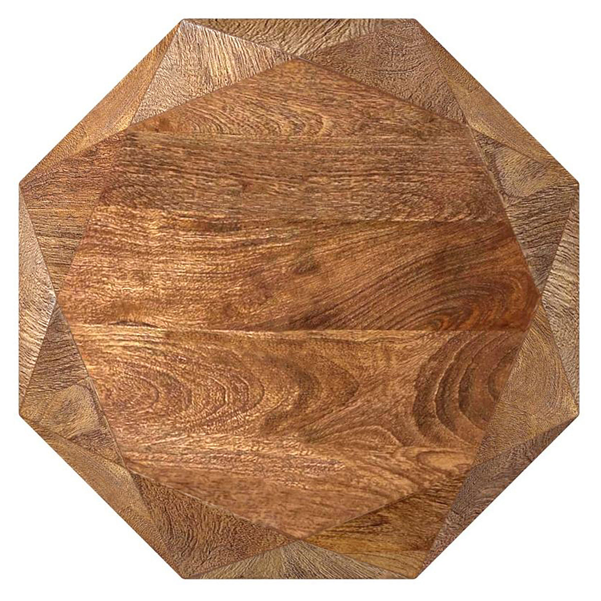 Jacinto Octagonal Solid Mango Wood Side Table - Gemstone-Inspired Facets in Natural or Grey – view 5