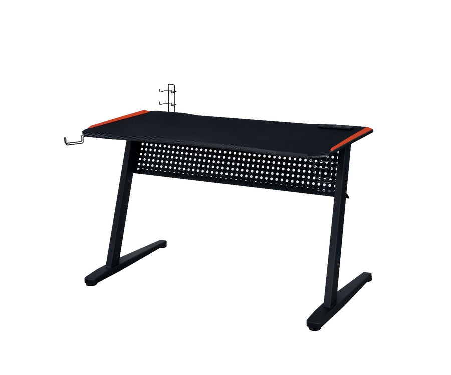 Dragi Gaming Desk - LED Light, USB Port, Cup & Headset Holders in Black & Red