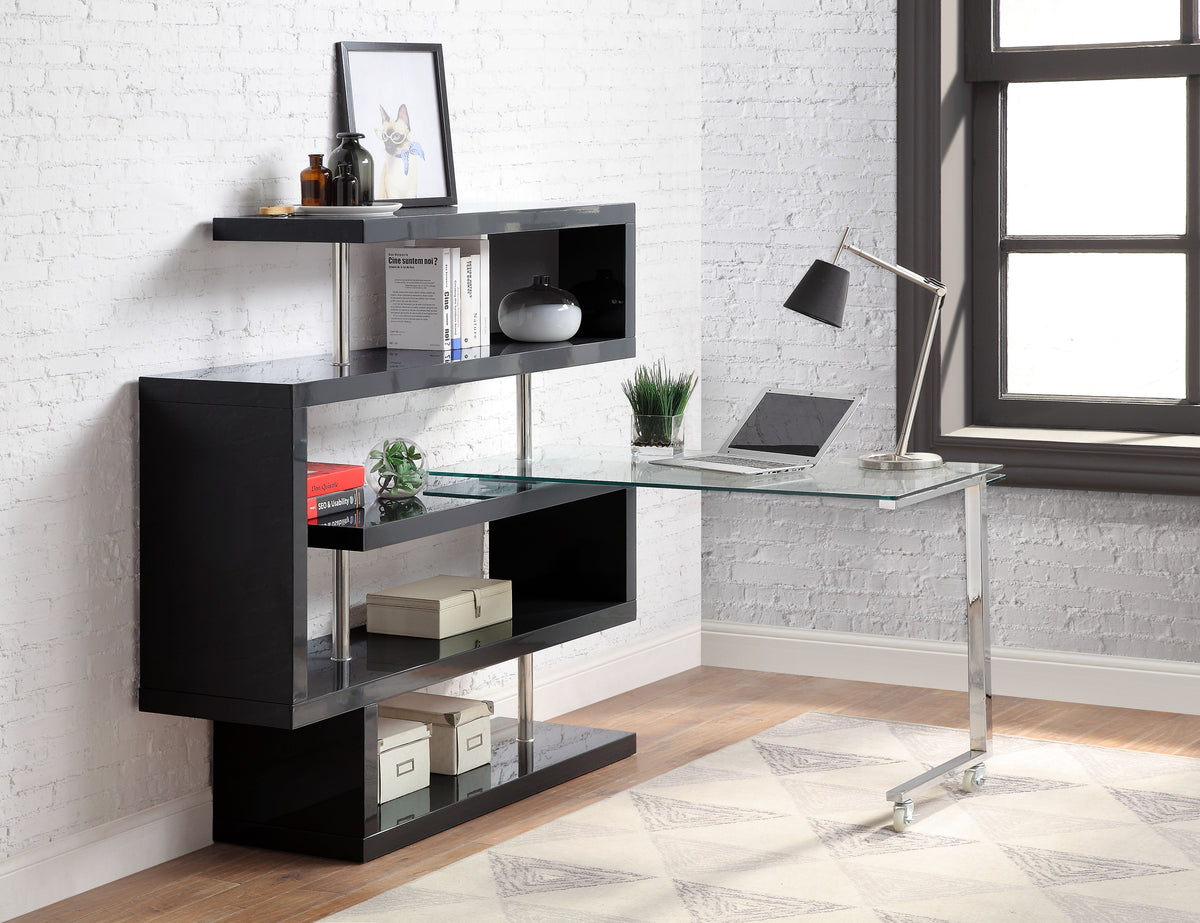 Buck II Swivel Writing Desk with Bookshelf