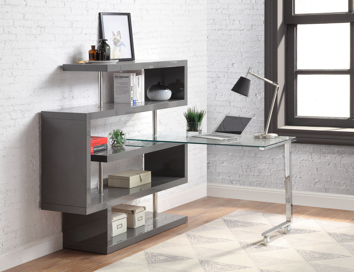 Buck II Swivel Writing Desk with Bookshelf