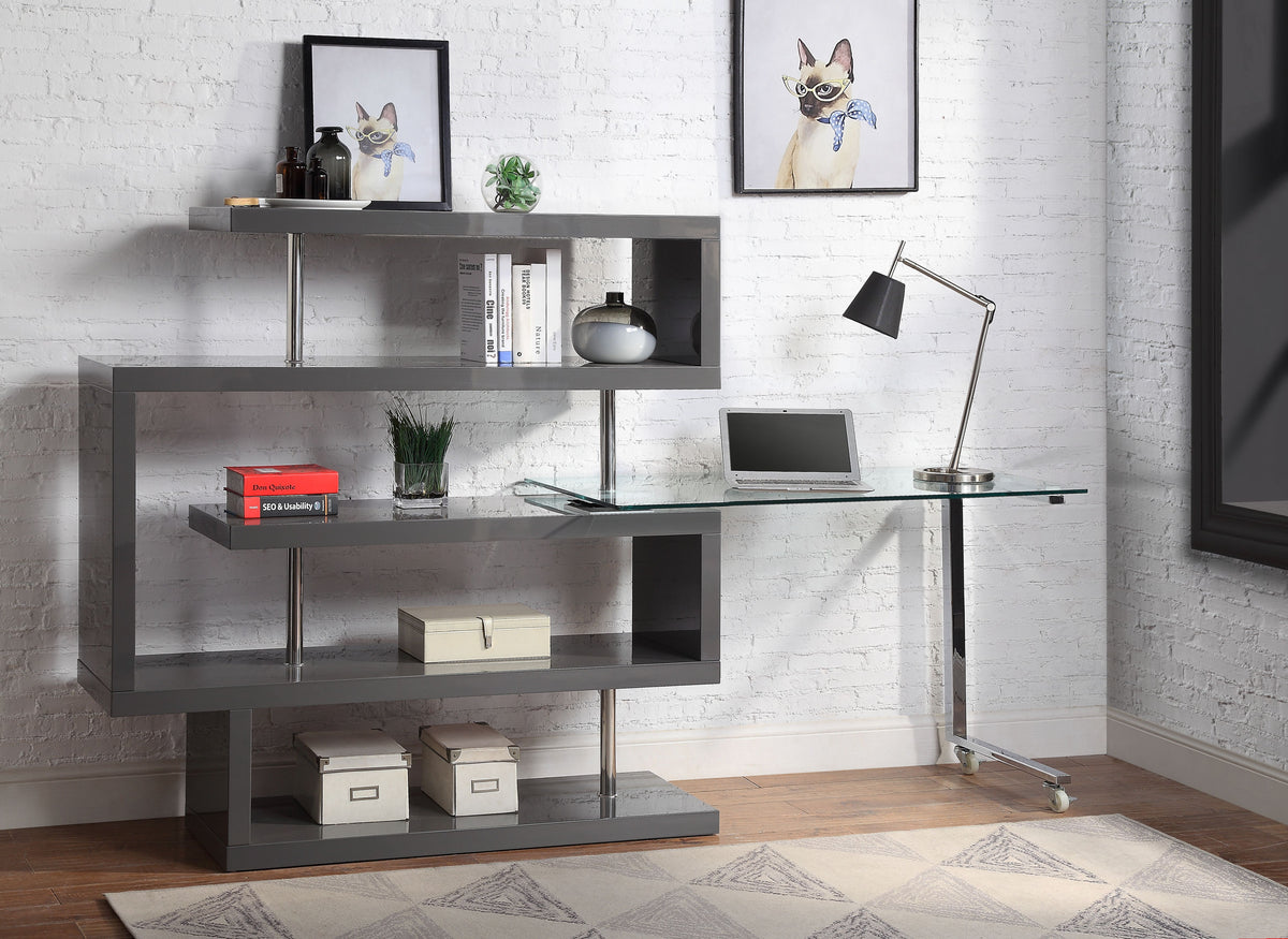 Buck II Swivel Writing Desk with Bookshelf