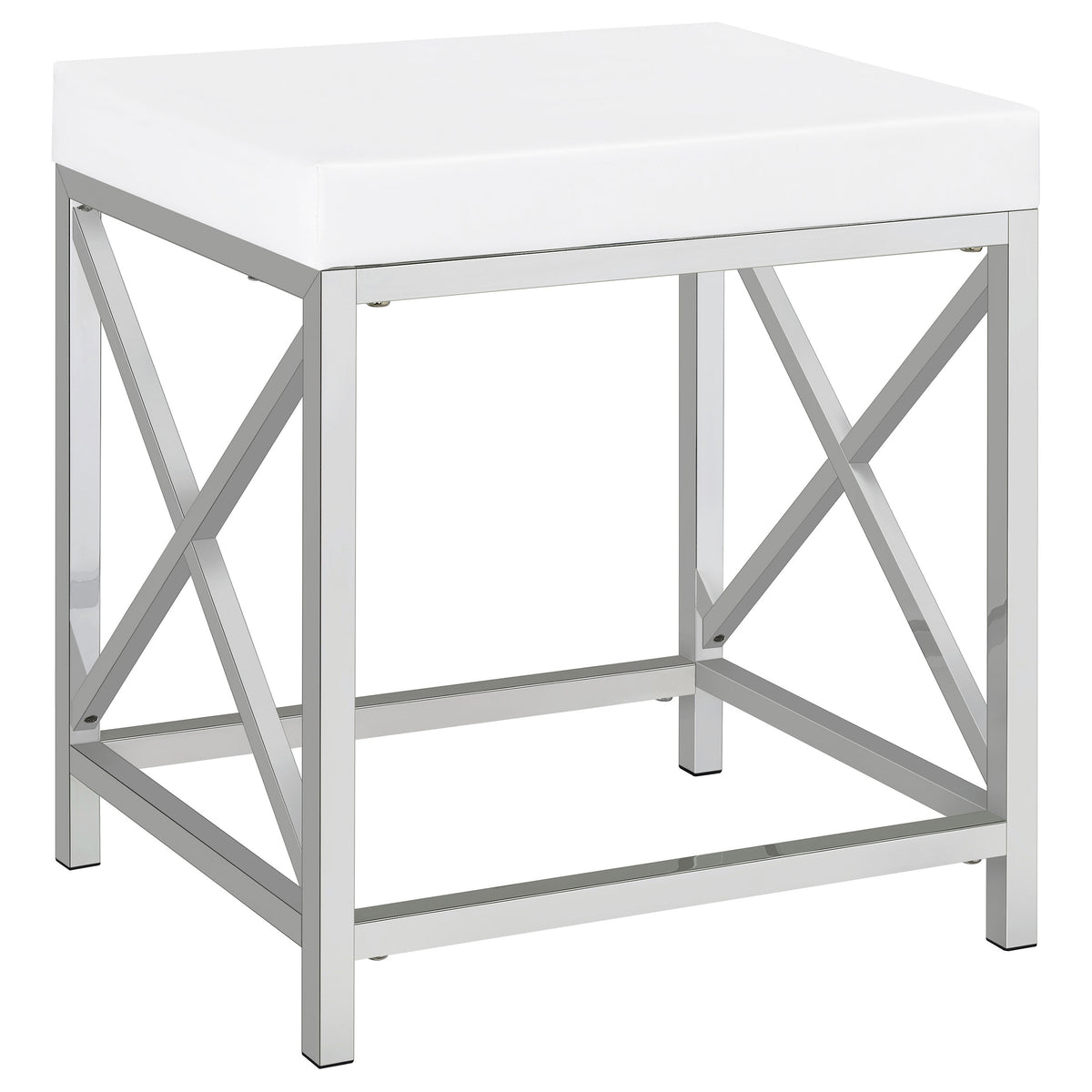 Eliza Makeup Vanity Set with Lighted Mirror & Stool - White with Chrome Accents – view 10