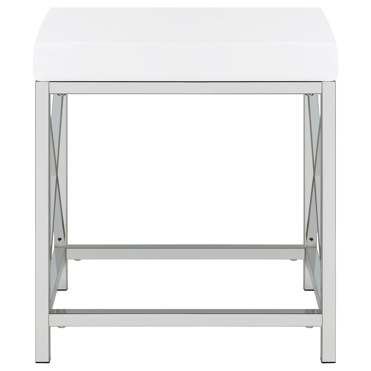 Eliza Makeup Vanity Set with Lighted Mirror & Stool - White with Chrome Accents – view 11