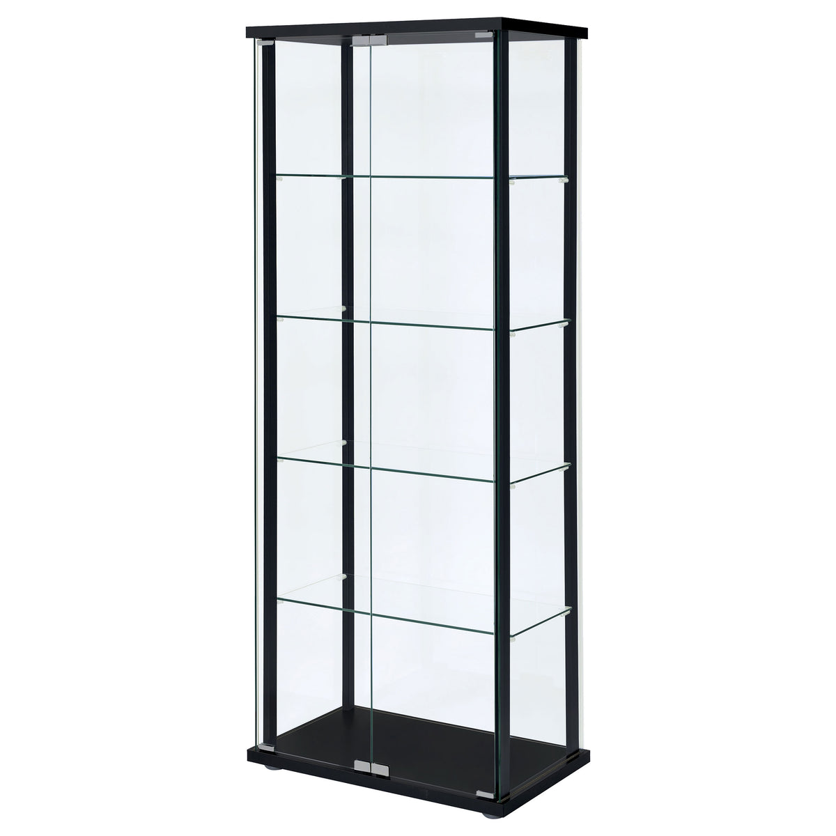 Delphinium Glass Curio Cabinet - 4 Clear Glass Shelves & Chrome Hardware in Black – view 4