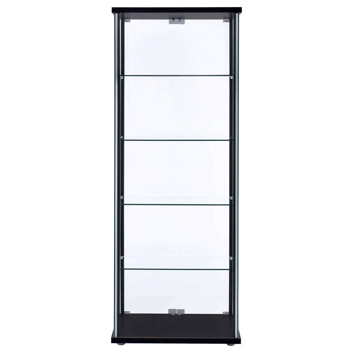 Delphinium Glass Curio Cabinet - 4 Clear Glass Shelves & Chrome Hardware in Black – view 6