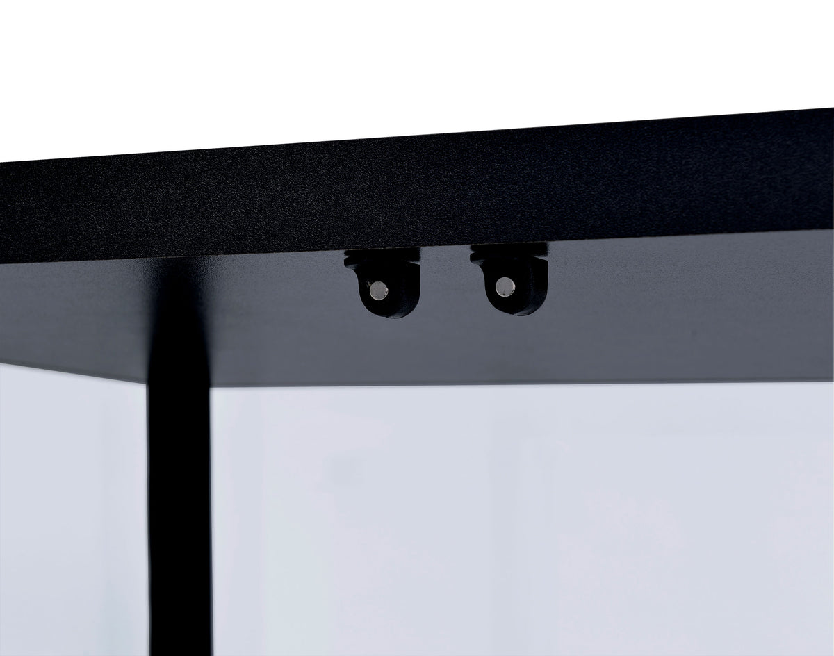 Delphinium Glass Curio Cabinet - 4 Clear Glass Shelves & Chrome Hardware in Black – view 8