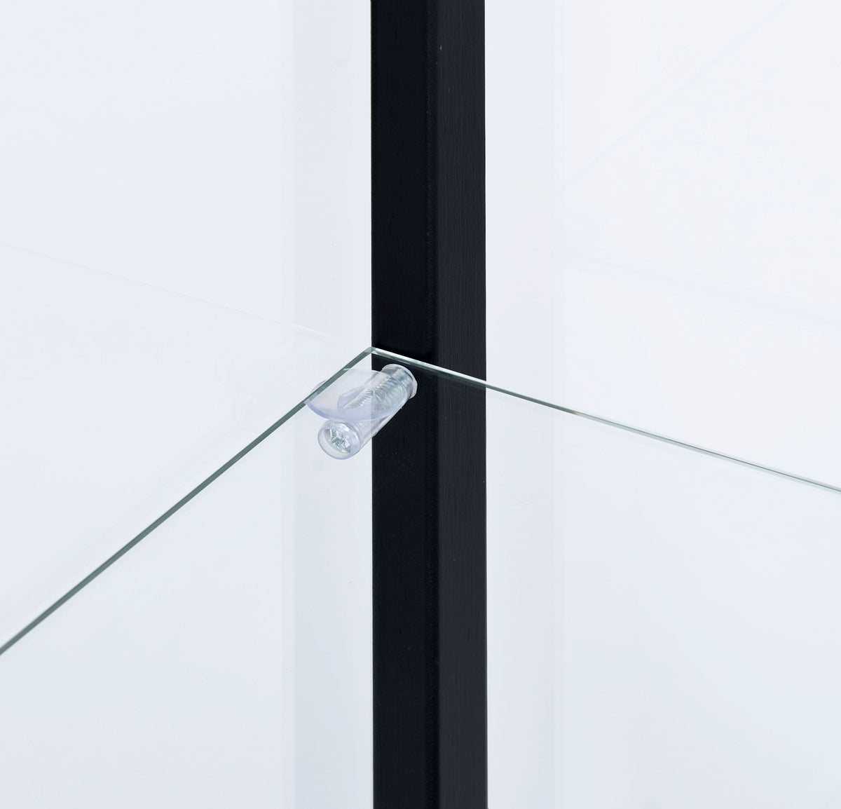 Delphinium Glass Curio Cabinet - 4 Clear Glass Shelves & Chrome Hardware in Black – view 9