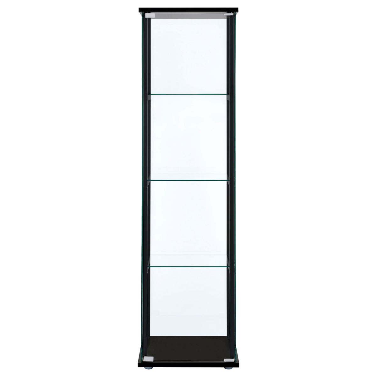 Cyclamen 4-Shelf Glass Curio Display Cabinet - Slim Black Frame with Push-to-Open Door – view 3