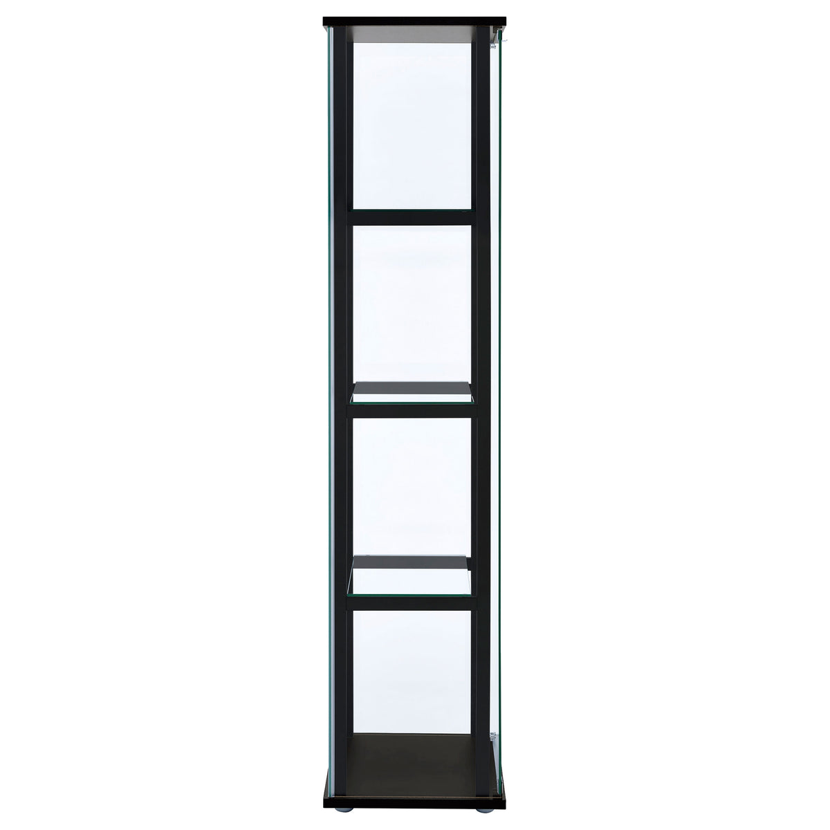 Cyclamen 4-Shelf Glass Curio Display Cabinet - Slim Black Frame with Push-to-Open Door – view 7