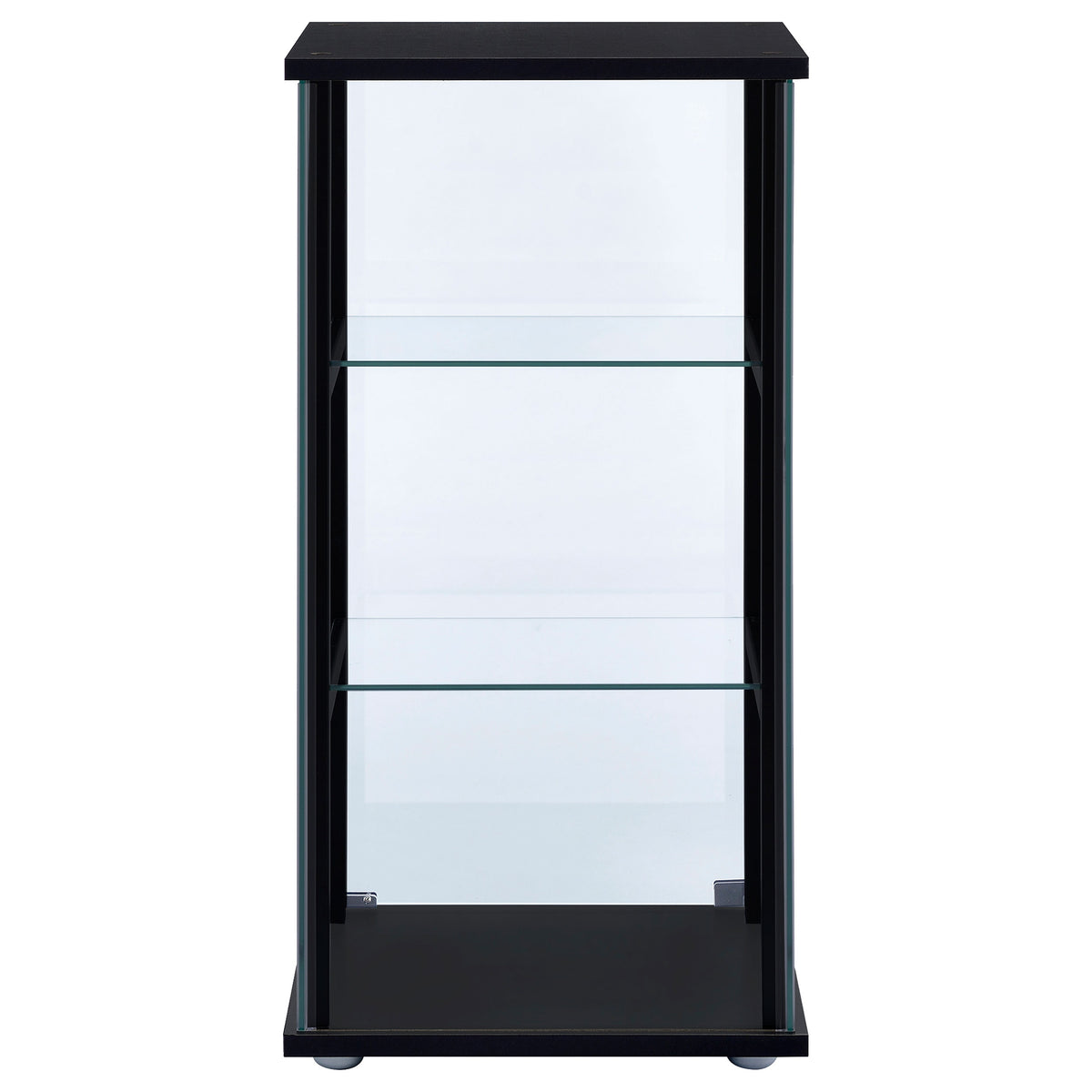 Cyclamen 3-Shelf Glass Curio Cabinet - Compact Black Display Case with Push-to-Open Door – view 6