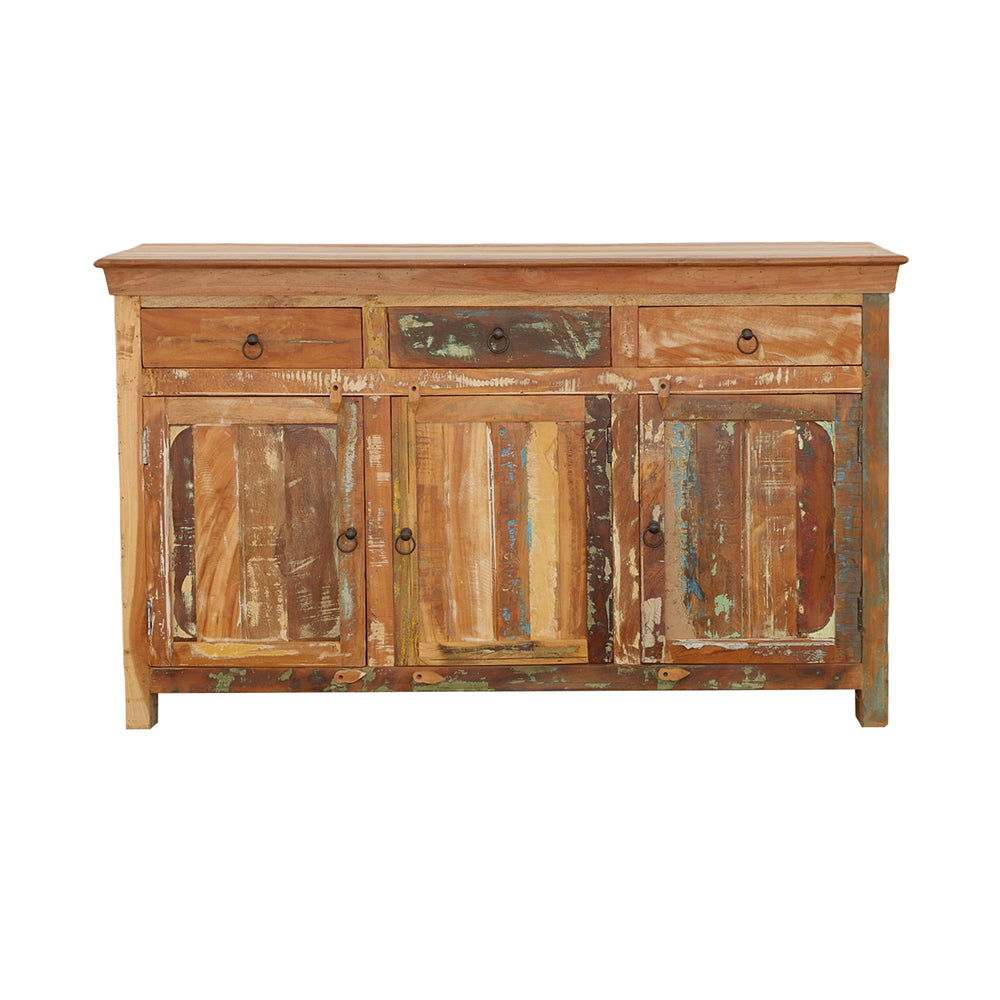 Harper 3-Door, 3-Drawer Accent Cabinet - Handcrafted Solid Reclaimed Wood with Black Ring Pulls – view 3
