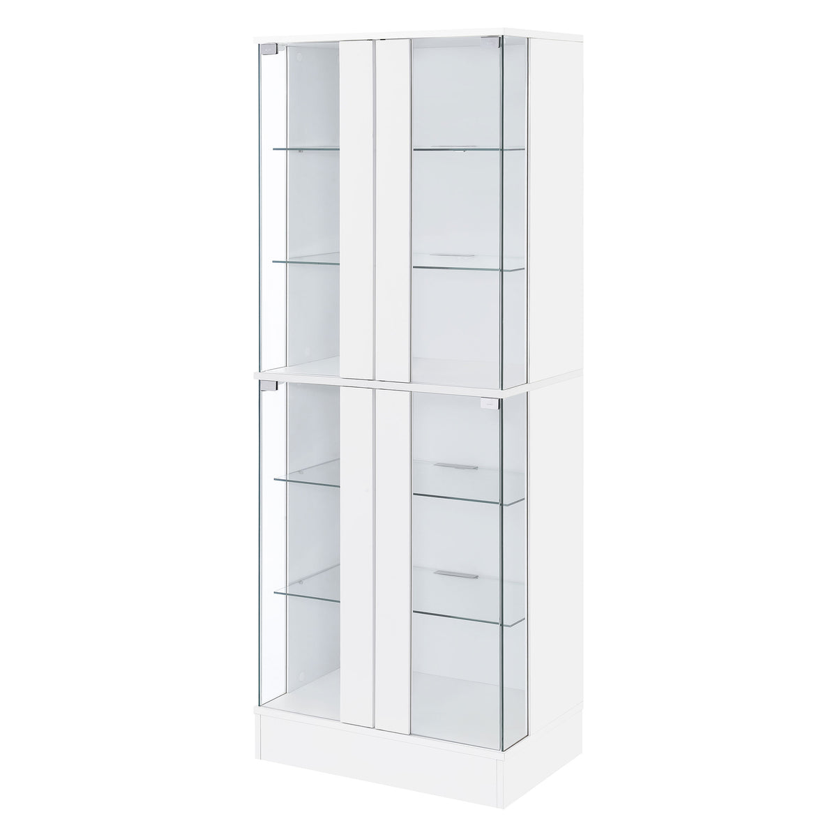 Cabra 4-Door LED Curio Display Cabinet - Tempered Glass with 6 Tiers in White High Gloss – view 7