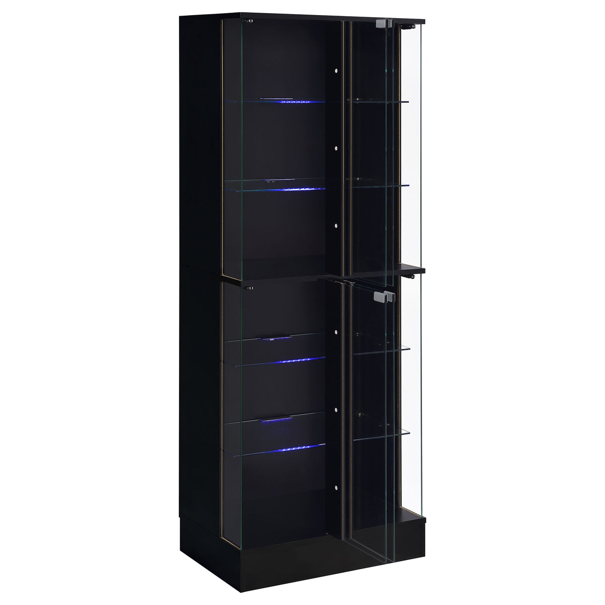 Cabra LED Curio Cabinet - 4-Door Glass Display with 6 Tiers in Black High Gloss – view 5