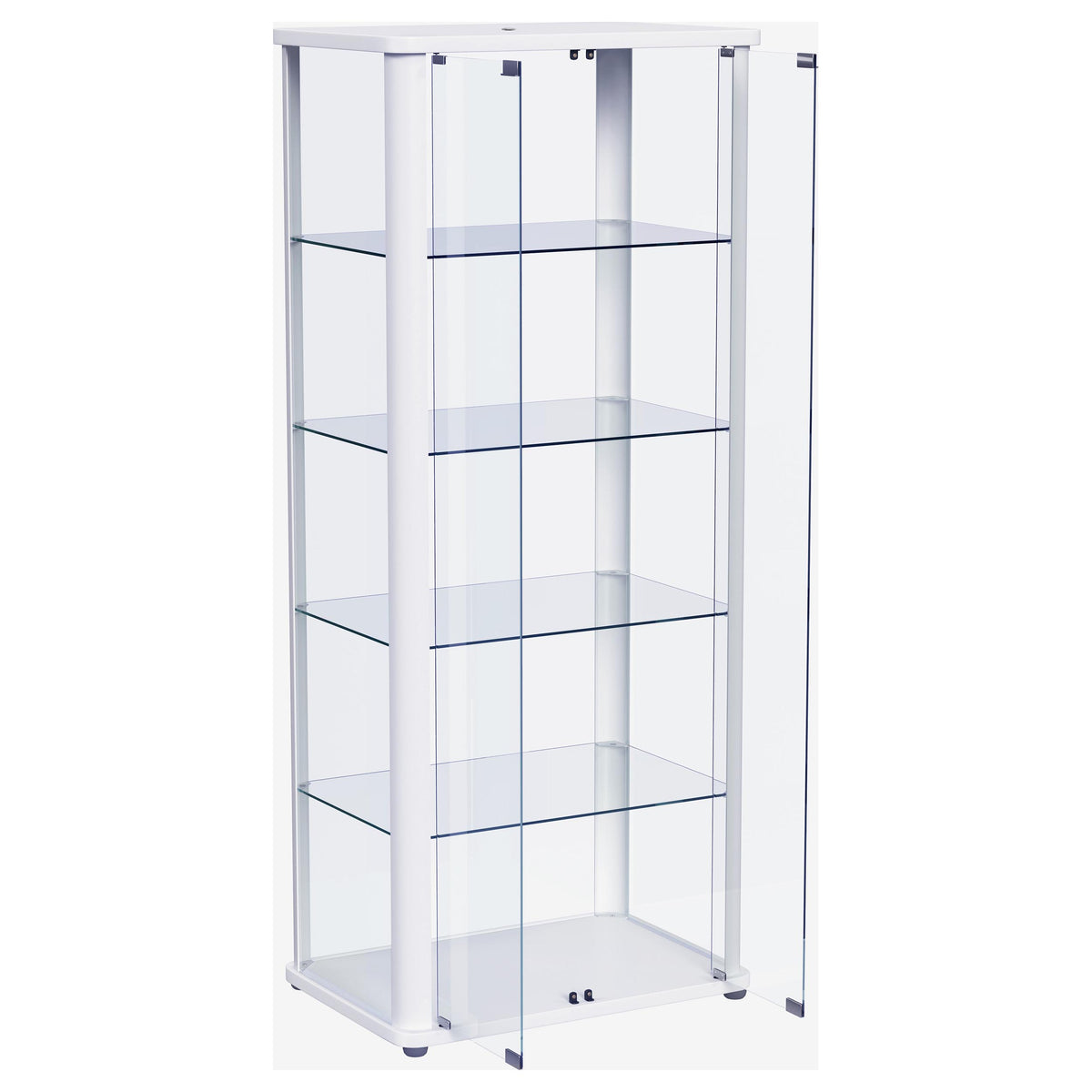 Aero Glass Curio Display Cabinet with Lighting - Modern White with Rounded Corners – view 5