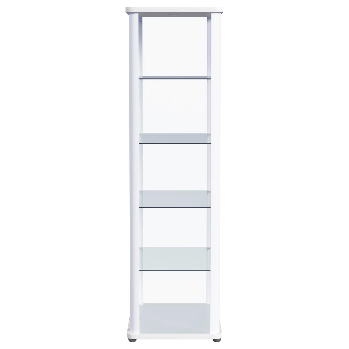 Aero Glass Curio Display Cabinet with Lighting - Modern White with Rounded Corners – view 8
